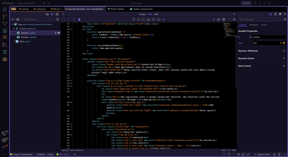 Screenshot: Read App Connect values from focused JavaScript