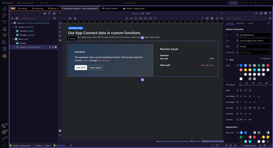 Screenshot: The binding remains reactive