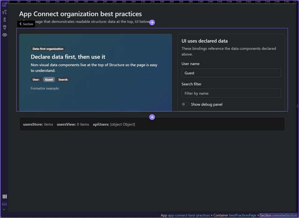 Screenshot: The page shows the organizational rule in one glance