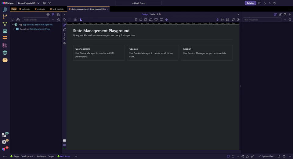 Screenshot: URL state: Query Manager