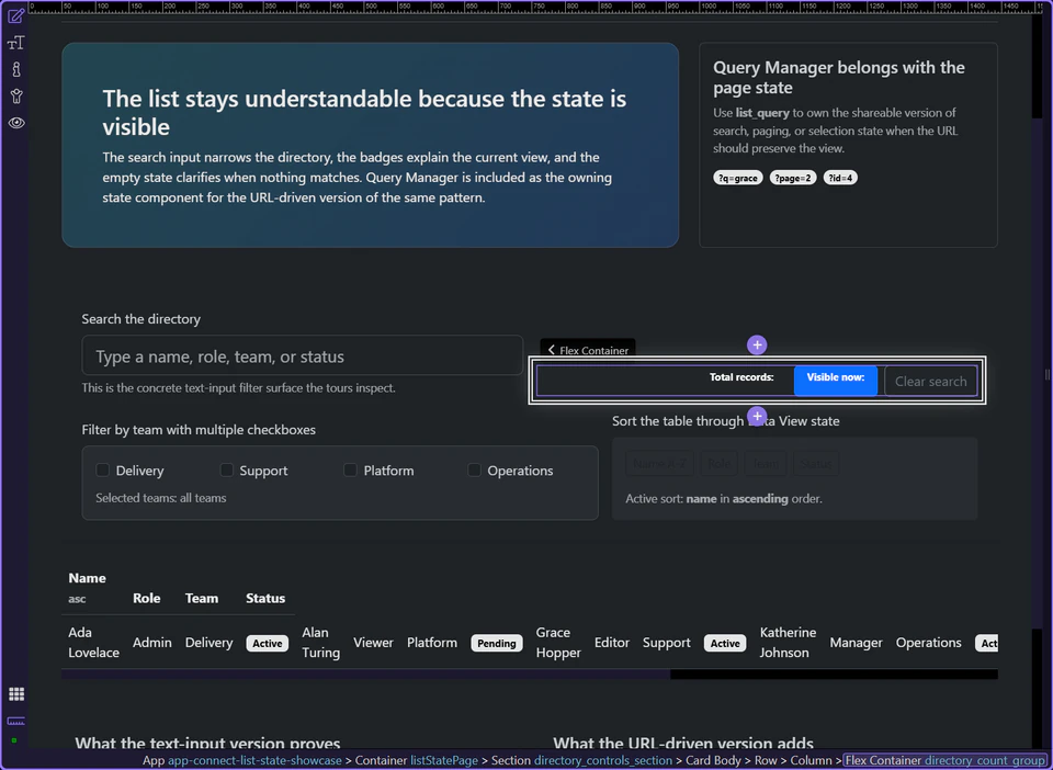 Screenshot: Continue into adjacent list-state patterns