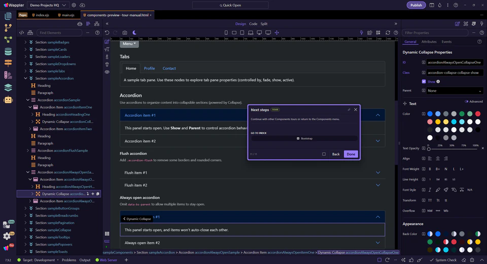 Screenshot: Next steps