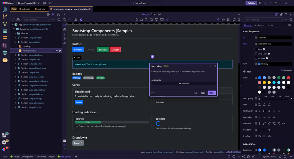 Screenshot: Next steps