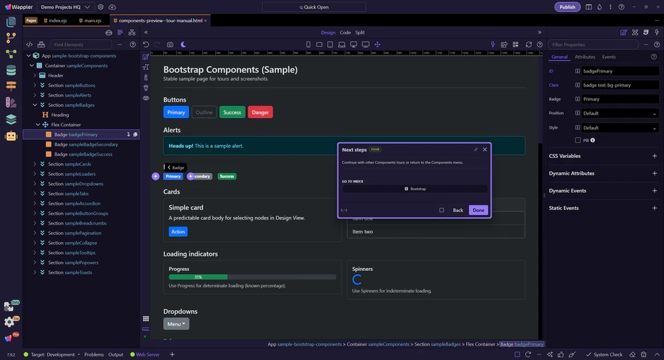 Screenshot: Next steps
