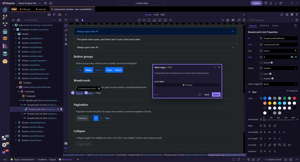 Screenshot: Next steps