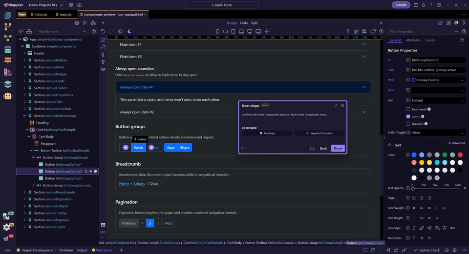 Screenshot: Next steps