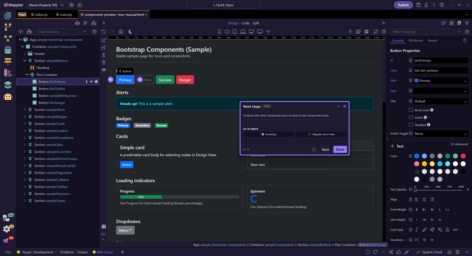 Screenshot: Next steps