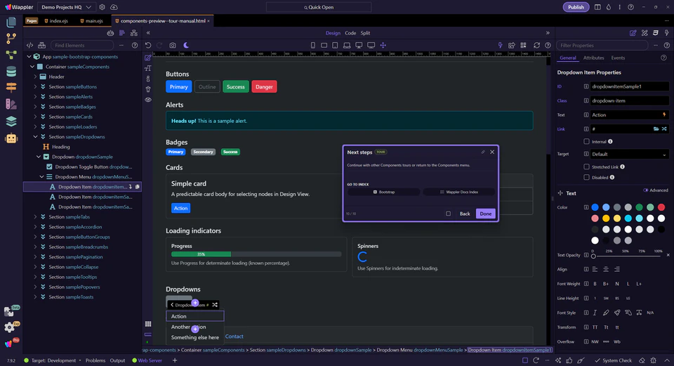 Screenshot: Next steps