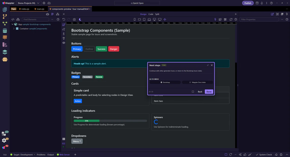 Screenshot: Next steps