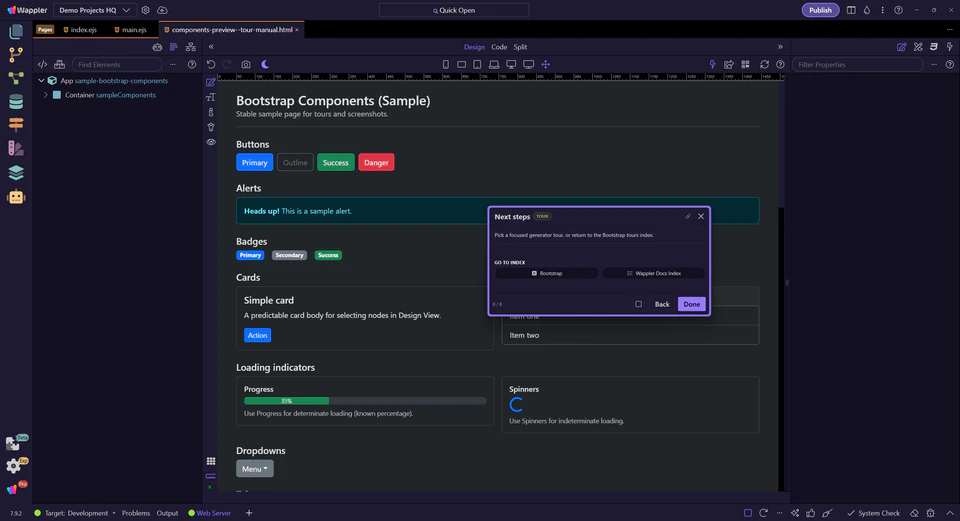 Screenshot: Next steps