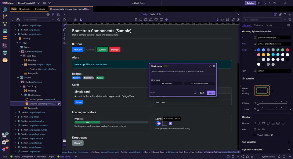 Screenshot: Next steps