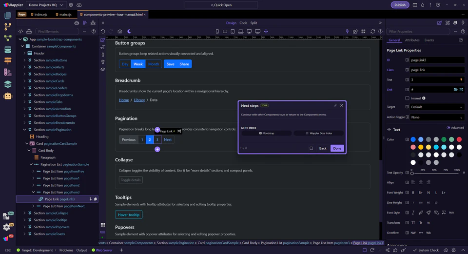 Screenshot: Next steps