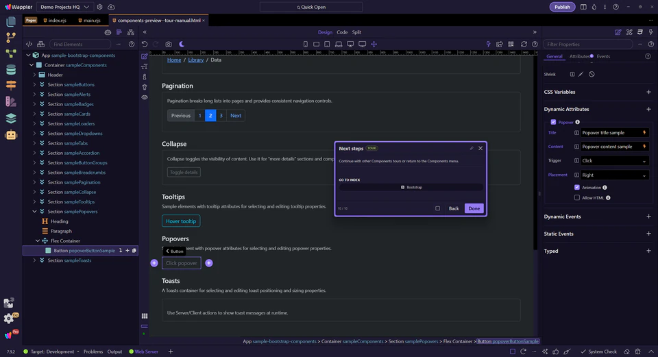 Screenshot: Next steps