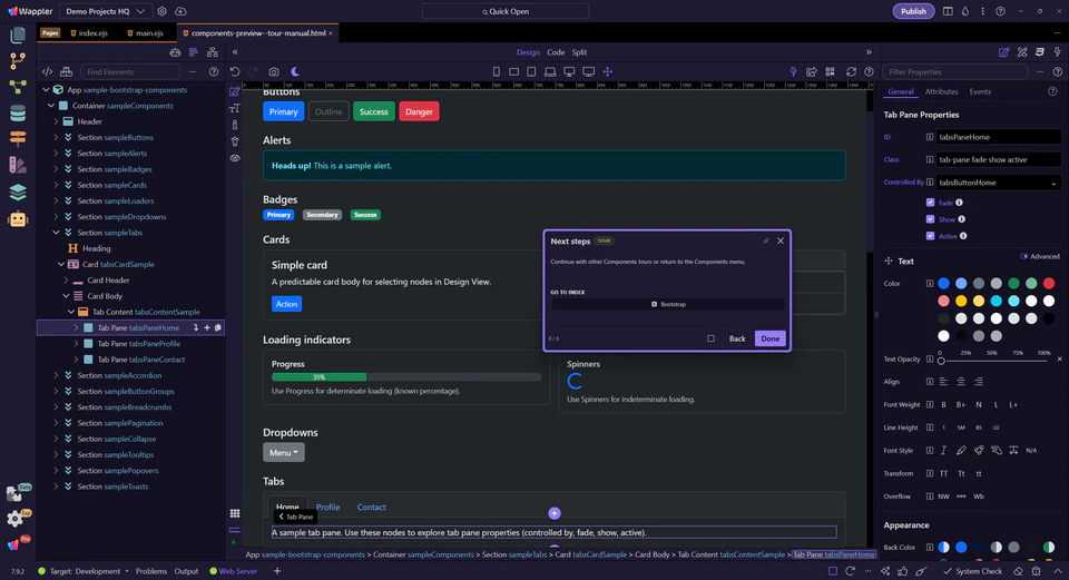 Screenshot: Next steps