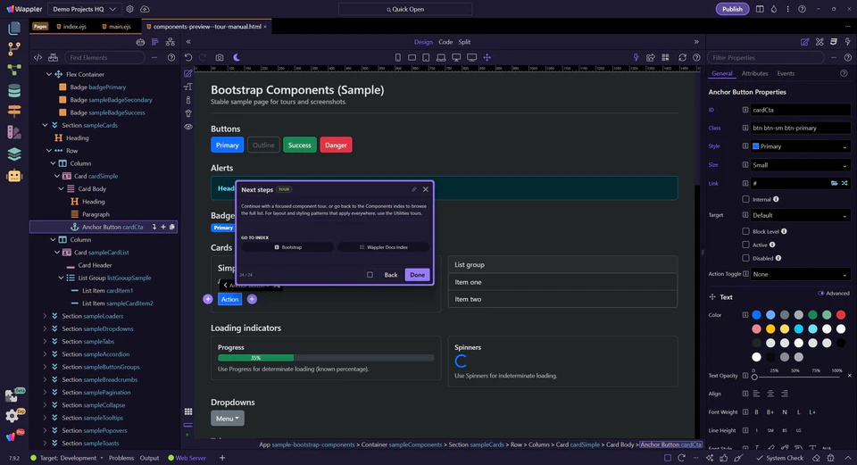 Screenshot: Next steps