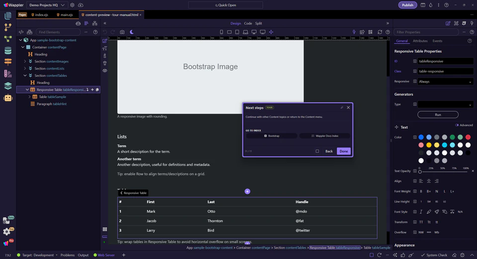 Screenshot: Next steps