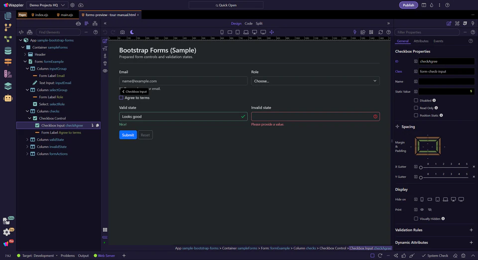 Screenshot: Validation reminder