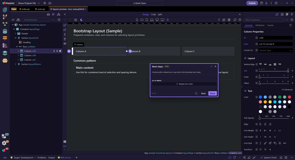 Screenshot: Next steps