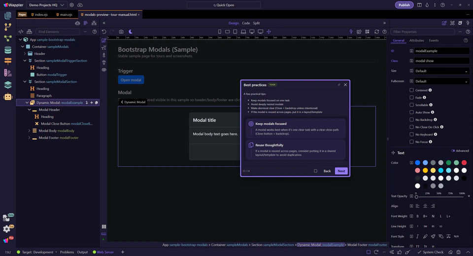 Screenshot: Best practices