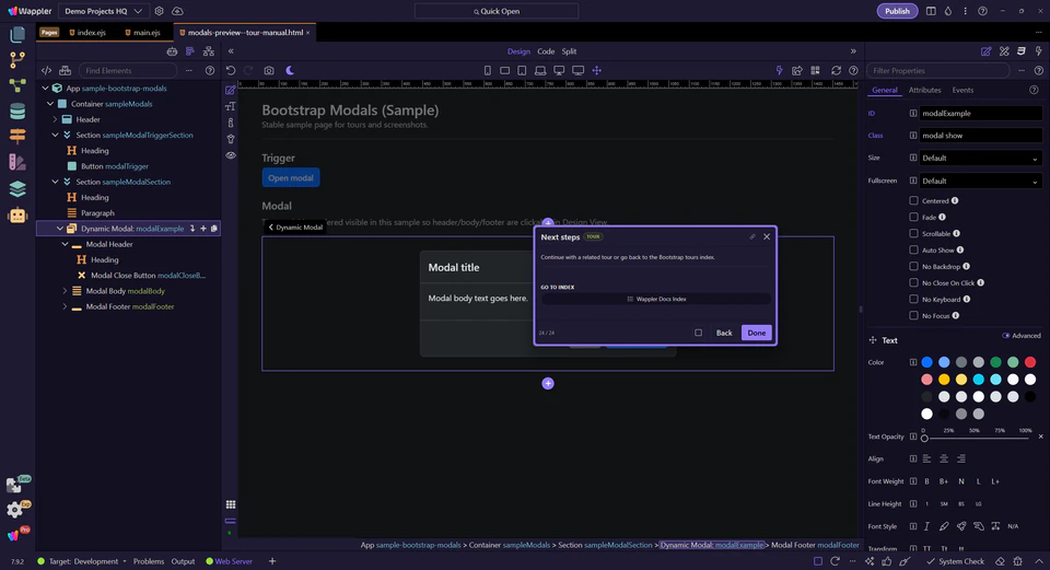 Screenshot: Next steps