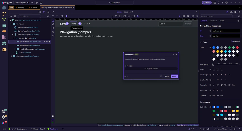 Screenshot: Next steps