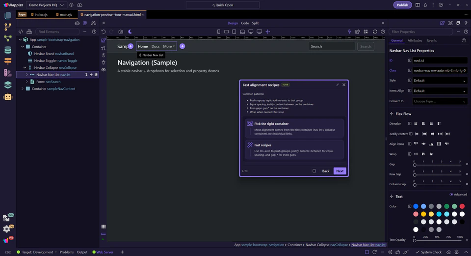 Screenshot: Fast alignment recipes