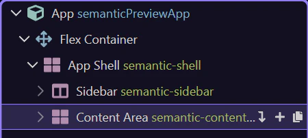 Screenshot: Stay on the inserted section row
