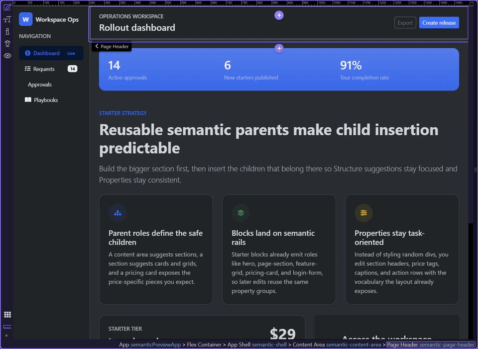 Screenshot: Page header