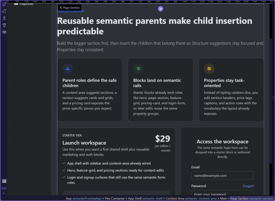 Screenshot: Page section