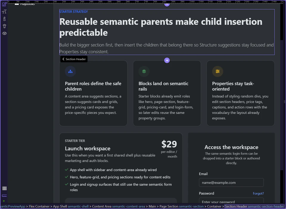 Screenshot: Section header