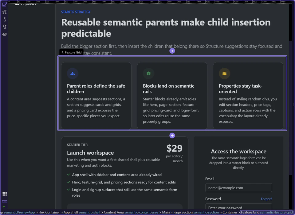 Screenshot: Feature grid