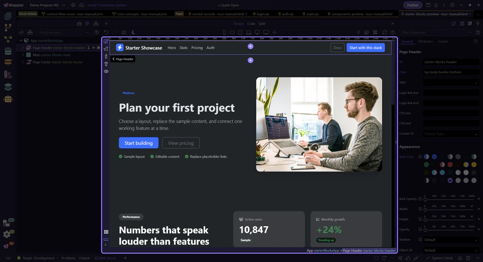 Screenshot: Start with the supplied sample