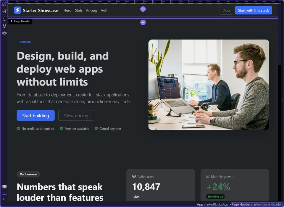 Screenshot: Header and navigation block
