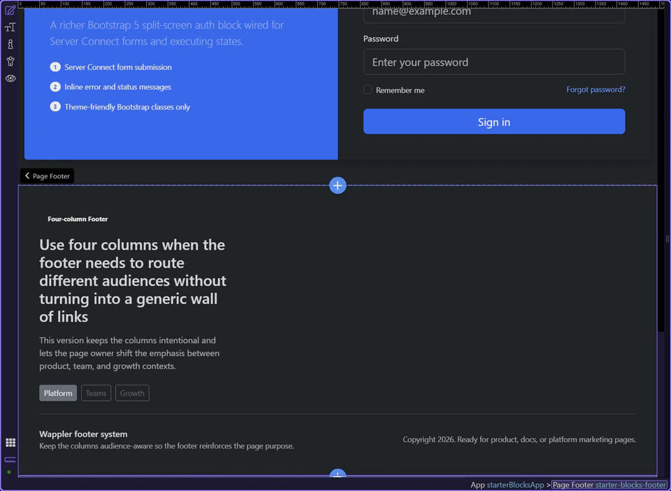 Screenshot: Footer block