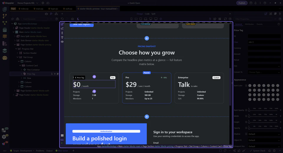 Screenshot: Continue with starter-backed pages
