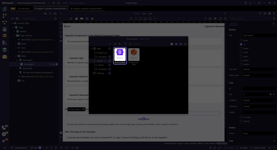 Screenshot: Choose Bootstrap Blank