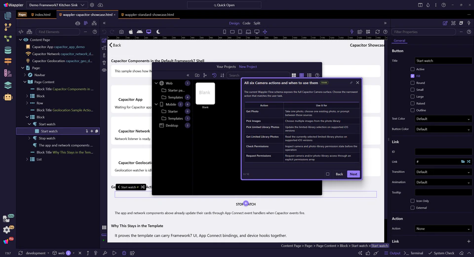 Screenshot: All six Camera actions and when to use them