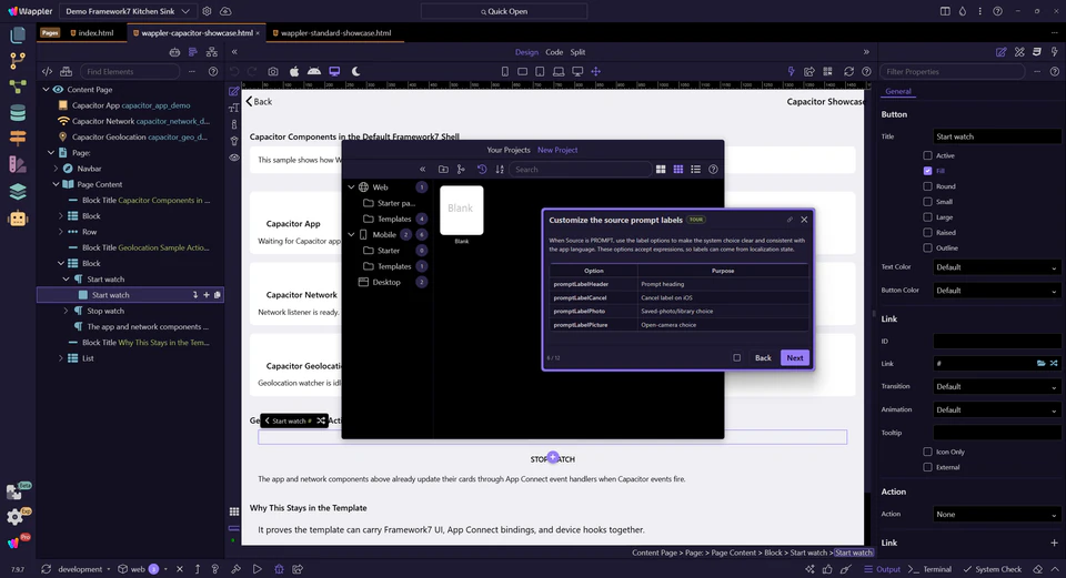 Screenshot: Customize the source prompt labels