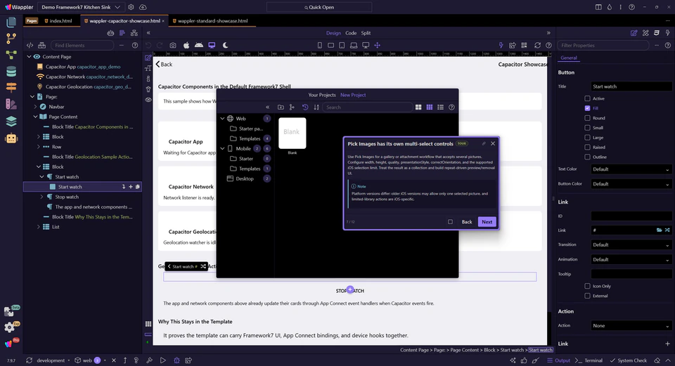 Screenshot: Pick Images has its own multi-select controls