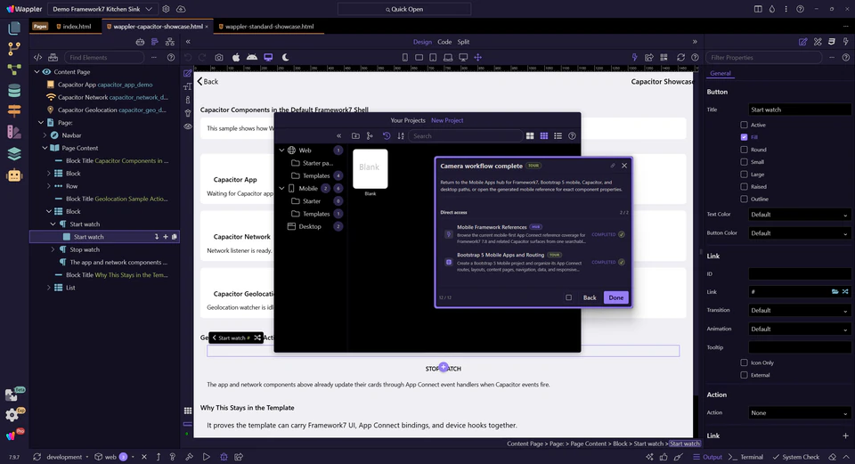 Screenshot: Camera workflow complete
