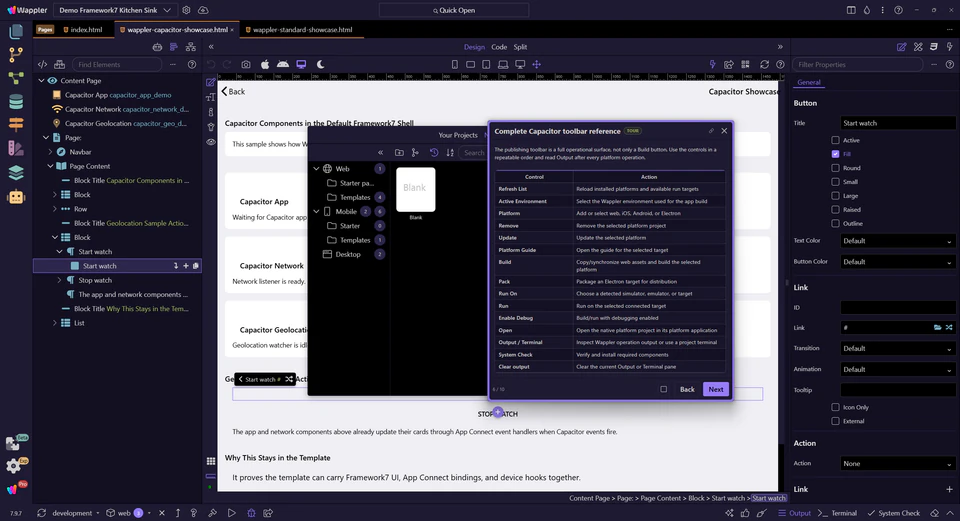 Screenshot: Complete Capacitor toolbar reference