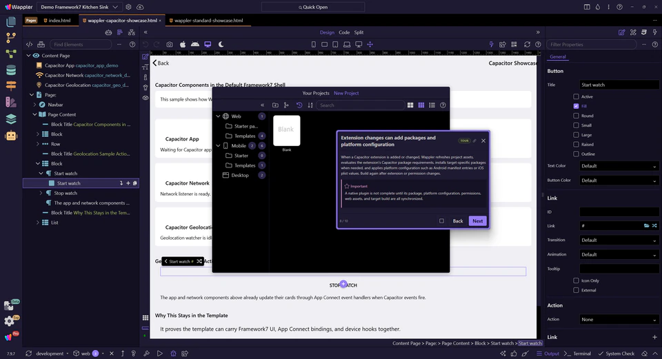 Screenshot: Extension changes can add packages and platform configuration