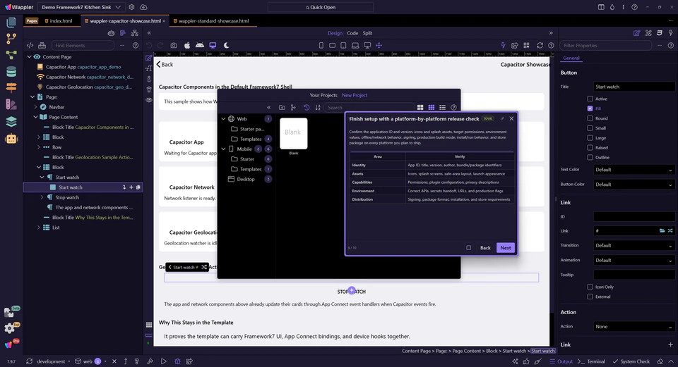 Screenshot: Finish setup with a platform-by-platform release check