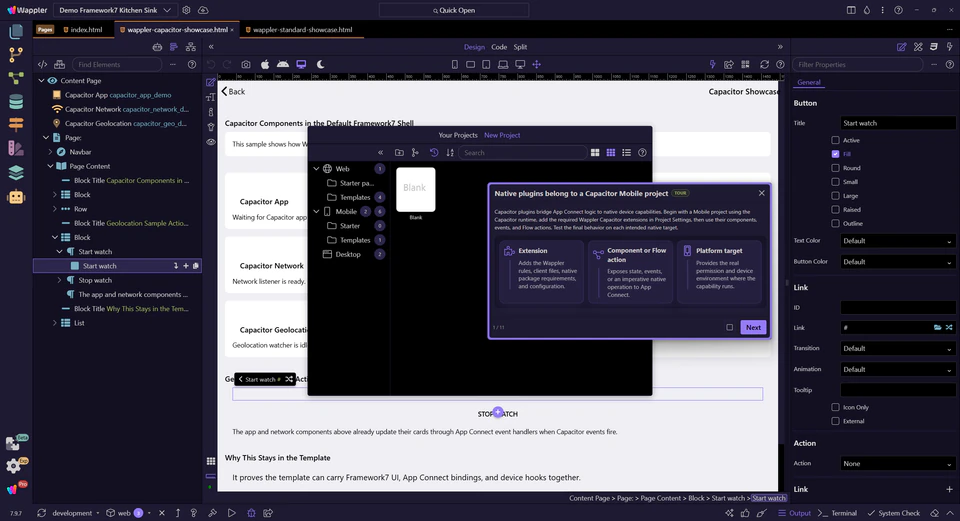 Screenshot: Native plugins belong to a Capacitor Mobile project