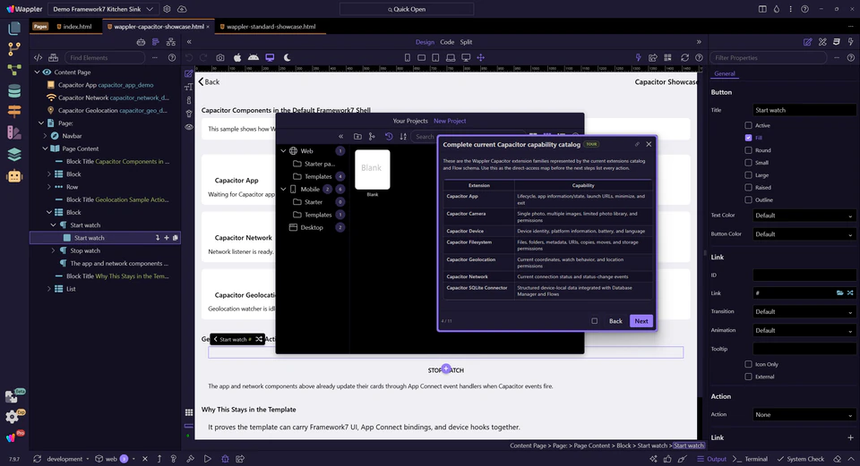 Screenshot: Complete current Capacitor capability catalog