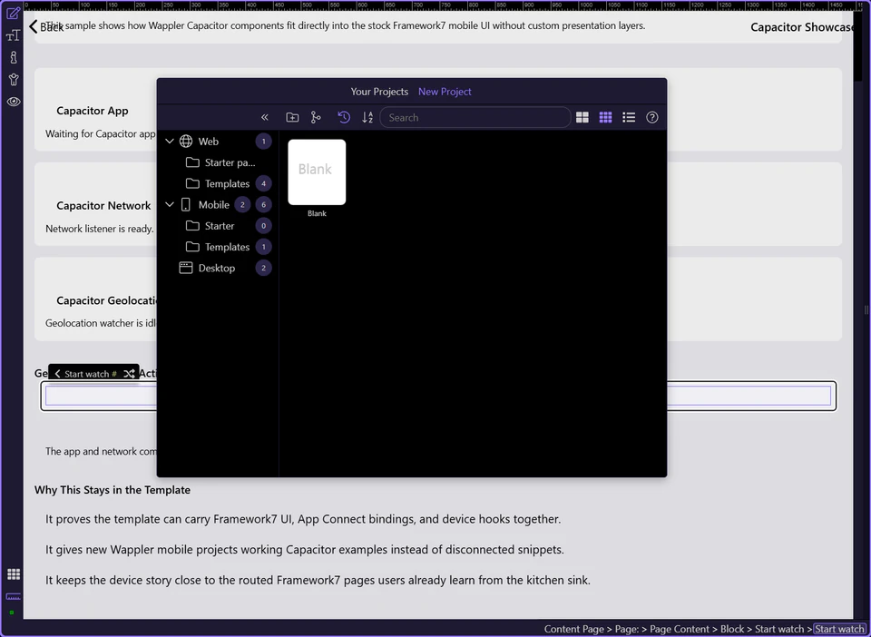 Screenshot: The page controls a real Geolocation component
