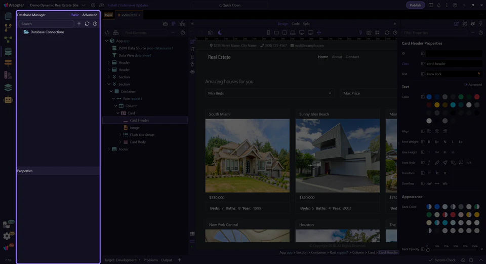 Screenshot: Database Manager Overview