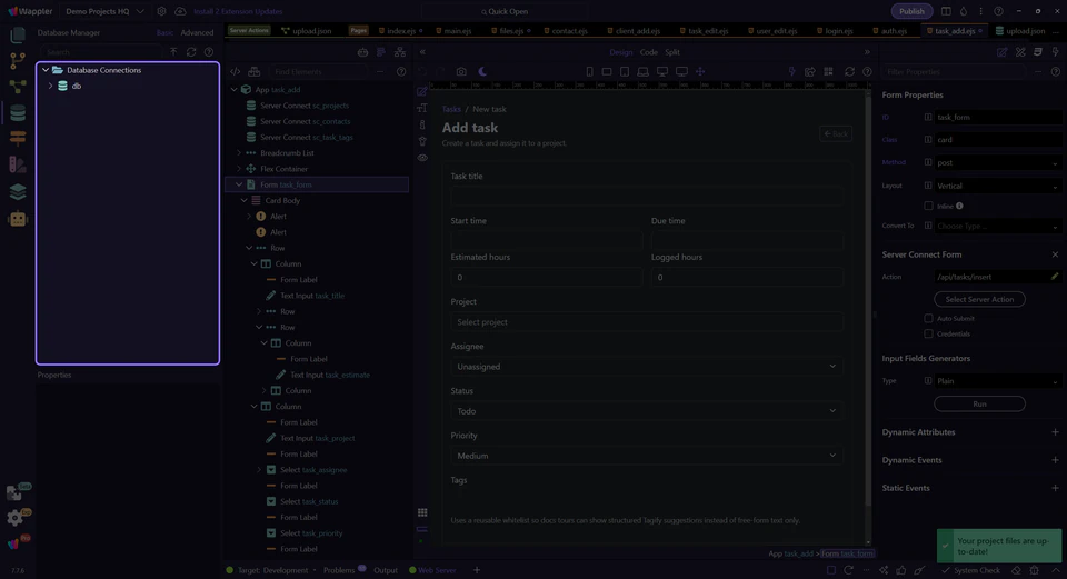 Screenshot: Database tree focus
