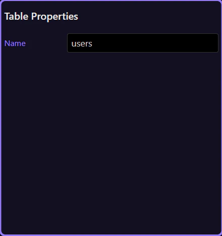 Screenshot: Properties panel