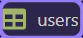 Screenshot: `users` table selection